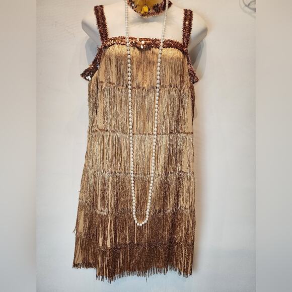 Elegant Brown Fringe Midi Dress - Picture 5 of 10